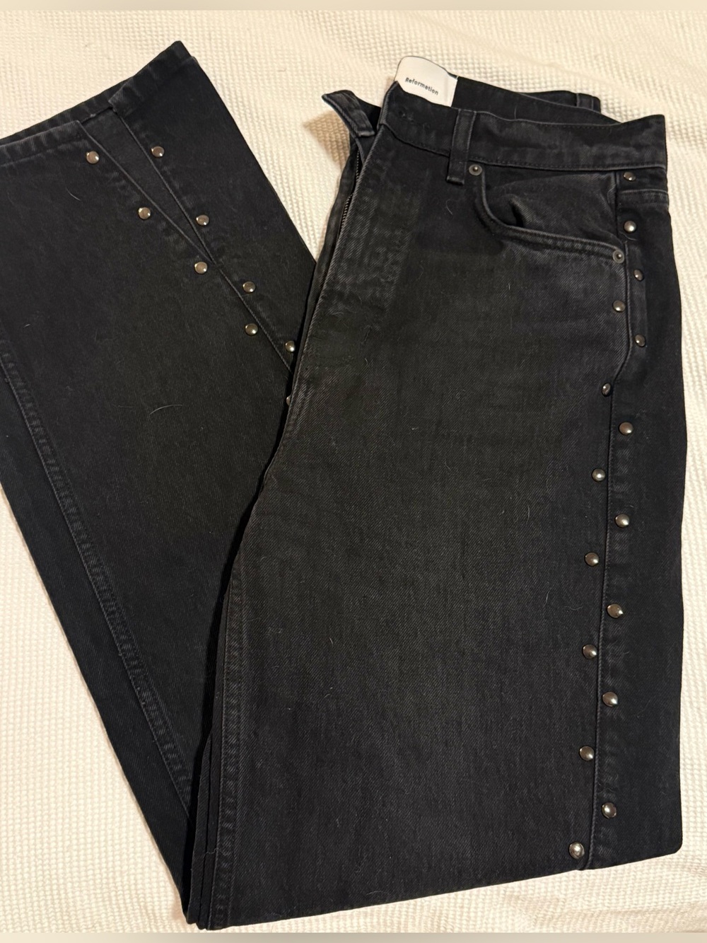 Reformation Cary Black Stud Straight Jean